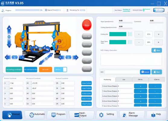 Умная CNC бриллиантовая проволока пила каменная режущая машина с четырьмя спиндовыми связями высокая стабильность двигатель высокая безопасность для гранита