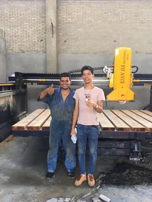 Инфракрасная мостовая пила с лазером для резки камня на базе ПЛК, подходит для крупномасштабной обработки плит из мрамора и гранита