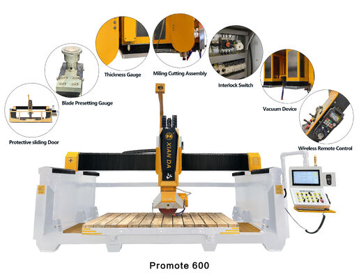 Автоматическая 5-осевая мостовая режущая машина с системой DDX для обработки камня и максимальным размером 3200x2000 мм