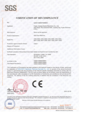 КИТАЙ Fujian Xianda Machinery co.,ltd Сертификаты